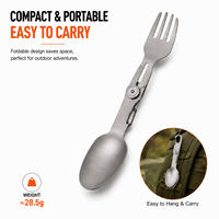 Nouvelle fourchette-cuillère pliable en titane ultralégère, équipement et accessoires de cuisine portables pour le camping et la randonnée en plein air