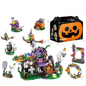 Gran oferta, bloques <span class=keywords><strong>Mini</strong></span>, casa de calabaza de Halloween, juguetes de bloques de construcción, juegos de vista de calle, juego de regalo de vacaciones, juego de rompecabezas para niños - Product Image 1