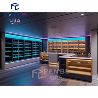 Vitrines d'exposition en verre LED PENBO personnalisées, modernes, pour magasins de CBD, écologiques, recyclables, durables, faciles à nettoyer