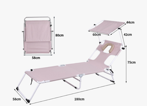 <span class=keywords><strong>Lit</strong></span> pliant de camping et de plage, avec fonction de séchage du dos, circulation d'air froid, protection solaire, surface en soie glacée et oreiller perforé - Product Image 5