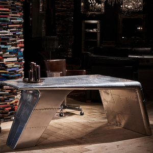 Bureau d'ordinateur industriel rétro de style secrétaire ancien, table d'écriture en aluminium, bureau d'aviateur, table de travail pour <span class=keywords><strong>chambre</strong></span> à <span class=keywords><strong>coucher</strong></span>, coiffeuse - Product Image 6
