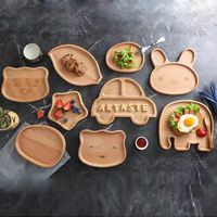 Assiette à dîner pour enfants en forme d'animal de dessin animé, avec revêtement en huile végétale naturelle, idéale pour bébé, cadeau pour tout-petit