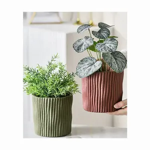 5.5 "Mini Pots en terre cuite Pots de fleurs d'intérieur décoratifs Jardinières grises Jardinières mignonnes Pot de plantes rose sans soucoupe