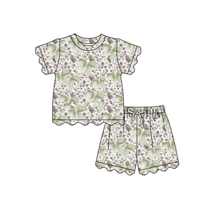 Preorder Baby Girls Summer Short Sleeve Scallop <strong>Fruits</strong> Bows Tee <strong>Shirts</strong> Top Shorts Spring Stretchy Boutique Outfits Clothes Sets - Product Image 6