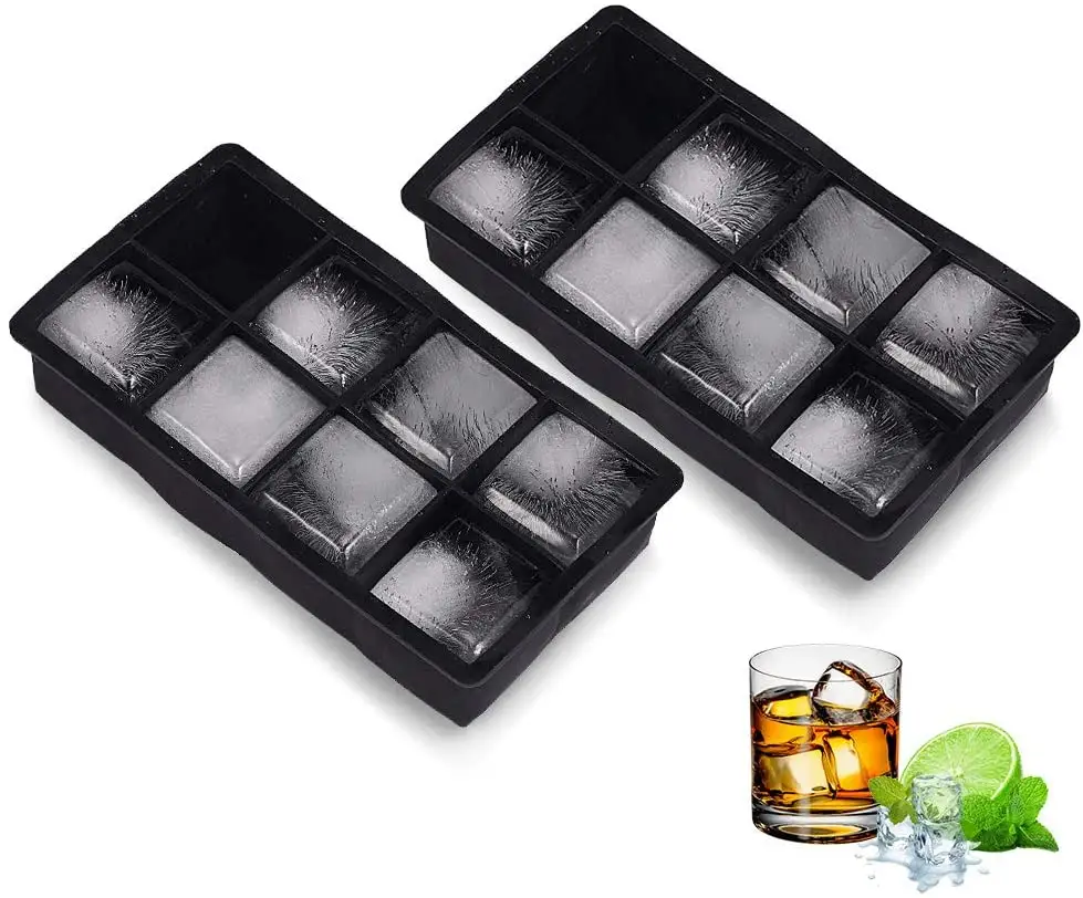 Moldes cuadrados grandes para cubitos de hielo, bandejas de hielo sin BPA para whisky, cócteles y comida