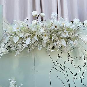 Camino de mesa de guirnalda Floral de rosas artificiales de seda blanca al por mayor para bodas, arco de bola de flores decorativo caliente decorativo - Product Image 5