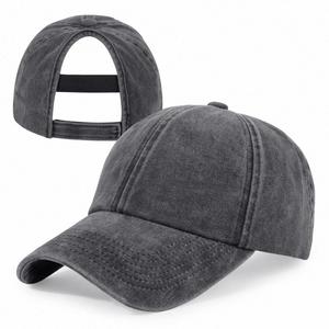 Casquette de baseball en coton de haute qualité pour femme, 6 panneaux, avec ouverture pour queue de cheval, vente en gros - Product Image 3