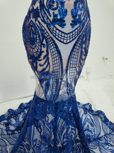 Vestido de Noche MF Azul Real Completo con Lentejuelas, Satén Bordado, Corte Entallado, Cintura Natural, Vestidos de Gala para Mujer - Product Image 6