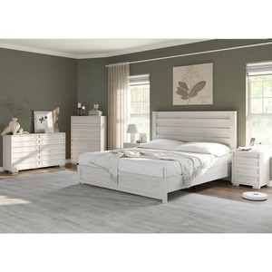 Ensemble de chambre à coucher 5 pièces style ferme avec cadre en MDF, comprenant <span class=keywords><strong>lit</strong></span> King, commode miroir et 2 tables de chevet - Product Image 1