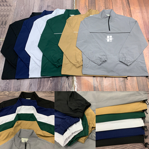 OEM Wholesale Fashion <b>Men's</b> Nylon Quarter Zip <b>Pullover</b> Custom Screen Print Logo Stand Collar Waterproof Casual Long Sleeve Top - Product Image 5