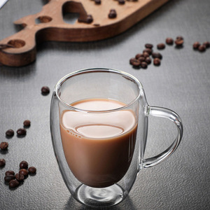 Resistente al calore a doppia parete borosilicato caffè Espresso bicchieri di <span class=keywords><strong>vetro</strong></span> tazze con manico - Product Image 4