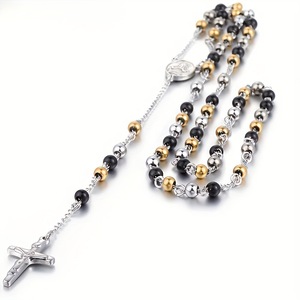 Collar de Rosario Unisex de Acero Inoxidable con Cuentas de 6mm, Cruz de San Judas Tadeo y Medalla de <span class=keywords><strong>la</strong></span> <span class=keywords><strong>Virgen</strong></span> de Guadalupe, Regalo Religioso - Product Image 1