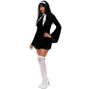 Nuevo Disfraz de Monja Sexy para Mujer, Disfraz de Sacerdote Negro para Halloween - Product Image 4