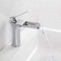 Robinet mitigeur de lavabo à cascade moderne Robinet d'eau chaude et froide de salle de bain personnalisé Robinet de lavabo monotrou en laiton