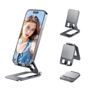 360 Rotation Portable Folding <b>Tablet</b> Phone <b>Holder</b> Adjustable Aluminum Metal Support Kickstand Stand Desk Mount for Mobile Phone - Product Image 2