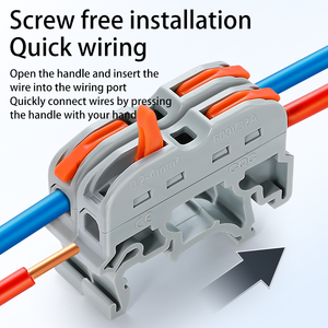 Konektor Kabel DIN Rail Push-in 1P dengan Tuas, Terminal Sambung Cepat yang Dapat Digunakan Kembali untuk Koneksi Kabel Universal - Product Image 4