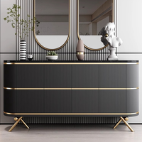Oferta Especial: Aparador Moderno de Lujo Ligero de Roble para Sala de Estar y Comedor, Mueble de Almacenamiento con Tapa de Piedra para Villa y Apartamento