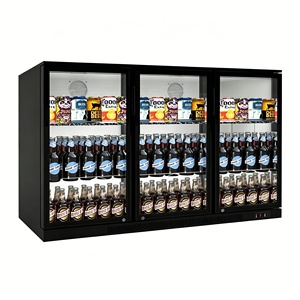 Refrigerador Premium Bajo Mostrador con 3 Puertas de Vidrio, Enfriador de Bebidas Negro para Cafetería, Discoteca, con Luz LED - Product Image 1