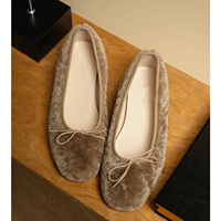 Bonnet à talons laine australienne français léger sans lacet automne été chaussures de ballet simples chaussures à fourrure pour femmes