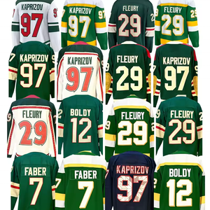 97 Kirill Kaprizov da uomo 29 Marc-Andre Fleury 14 Joel Eriksso 36 Zuccarello 17 Foligno maglie da Hockey su ghiaccio cucite all'ingrosso - Product Image 1