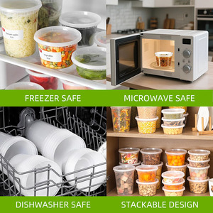 Contenants Alimentaires Jetables en <span class=keywords><strong>Plastique</strong></span> pour Soupe avec Couvercles, 8oz 12oz 16oz 24oz 32oz, Clairs et Hermétiques pour Traiteur - Product Image 6