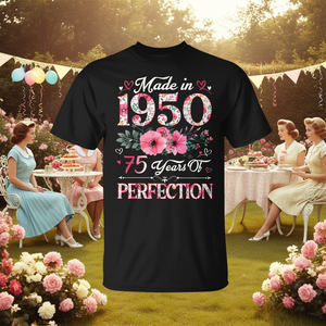 Camiseta floral para mujer para el 75.º cumpleaños, hecha a mano en 1950, celebrando 75 años con estilo - Product Image 3