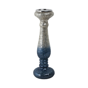 Portacandele in Vetro Sfumato Effetto Craquelé, Moderno Candelabro a Colonna, Centrotavola, Decorazione per la Casa - Product Image 3