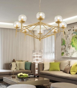 Moderna uplight luce del pendente in oro agnes di vetro di rame lampadario a soffitto - Product Image 1