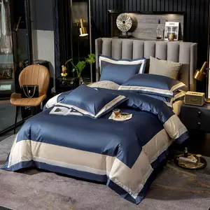 High-end Luxury Home Bedroom 100% Cotton Color Matching Quilt Cover Pillowcase Bed Linen 4 Piece Bedding Set