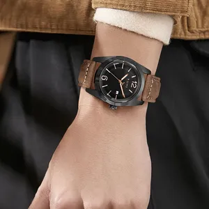 นาฬิกาข้อมือผู้ชาย <span class=keywords><strong>TOMI</strong></span> สายหนัง ดีไซน์หรูหรา หน้าปัดอะนาล็อก ควอตซ์ ตัวเรือนโลหะผสม กระจกหน้าปัด สไตล์ลำลอง เรียบง่าย แฟชั่น ของขวัญ รุ่น T095 - Product Image 5