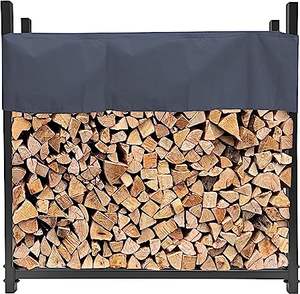 Steel Firewood Rack with Waterproof Cover Stacking Aid for Indoor <b>Fireplace</b> & Outdoor Backyard Use - Product Image 3