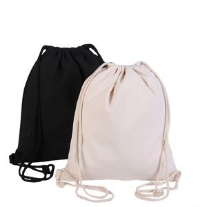 Sac à dos en toile noir avec cordon de serrage, logo personnalisé, idéal pour le sport, la gym et le rangement d'objets - Product Image 1