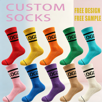 Chaussettes de sport colorées personnalisées en gros avec logo, 100 % coton, respirantes, écologiques, séchage rapide, pour l'été, la gym et l'athlétisme
