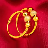 Anting-Anting 24K, Anting Bulat Kecil Berlapis Emas untuk Hadiah Tindik Wanita, Perhiasan, Cincin Telinga, Anting-Anting Hoop