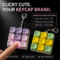 Custom Mechanical Keycap Keychain Fidget Toy 3x3 Grid Press Pop ASMR Clicker Desk Stress Relief Bag Charm OEM Logo Color Design