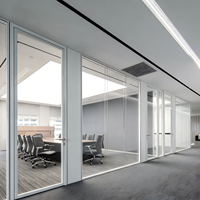 Cloisons de séparation en verre modulaires pour bureaux, murs de division autonomes pour espaces de travail