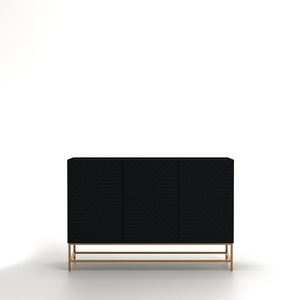 Modern CNC Pattern Sideboard <b>Cabinet</b> with <b>Grey</b> Sonoma Oak Membrane Finish - Product Image 1