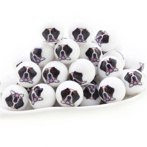 100 pièces/lot, nouvelles perles en silicone personnalisées imprimées, perles à coudre de 15 mm, fabrication de porte-clés, stylos, bijoux, colliers - Product Image 4