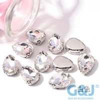Nouvelles Appliques en Strass de Verre à Dos Plat G&J à Coudre avec Griffes pour Robes de Mariage et de Soirée