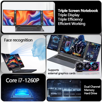 Ordinateur portable de jeu à triple écran Intel I5 de 12e génération, 16+10,5+10,5 pouces, nouveau, pour le bureau et les affaires