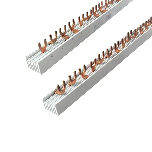 High Conductivity U-Type Busbar with Copper Fork Terminals for Electrical Distribution Systems