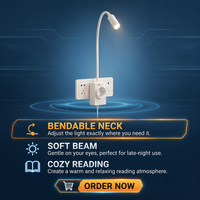 Lampe de lecture LED à prise Euro, lampe de chevet intelligente, portable, réglable, USB/TYPE C, à variation d'intensité progressive tactile, lumière de nuit pour chambre d'hôtel