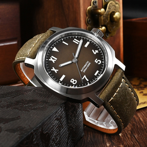 Reloj de Acero Inoxidable 316L con Movimiento Mecánico Automático Luminoso de 24 Horas, Estilo Vintage <span class=keywords><strong>GMT</strong></span>, Cristal de Zafiro Personalizado al por Mayor - Product Image 1