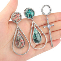 Acero inoxidable forma de gota giro abierto oreja calibre expansor CZ Cruz 14mm túneles tapón de oreja para Mujeres Hombres Piercing joyería