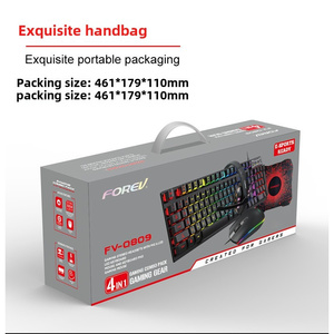 Juego de juegos de cuatro piezas con cable DB, 104 teclas, teclado inalámbrico estándar, ratón, auriculares, alfombrilla de ratón para uso en ordenador - Product Image 3