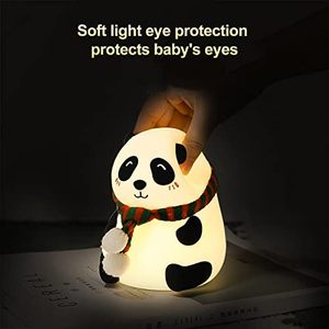 Lampe Panda en silicone LED mignonne de dessin animé 2023, capteur tactile USB, lumière colorée, veilleuse de chevet, batterie au lithium pour enfants, 4-10 heures - Product Image 4