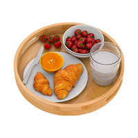 Plateau et assiette ronds en bambou modernes et écologiques de luxe avec logo personnalisé pour la cuisine, les desserts, le café, les restaurants, l'usage domestique