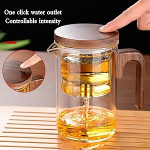 Teiera Magica in Vetro con Separazione dell'Acqua da 20oz/27oz, Controllo a Pressione, Enchanti Enchantipot, con Manico in <span class=keywords><strong>Legno</strong></span> e Filtro - Product Image 2