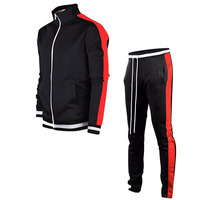 Conjunto de trajes de algodão com zíper liso, conjunto de trajes para homens de tamanho grande, logotipo personalizado, de algodão e poliéster