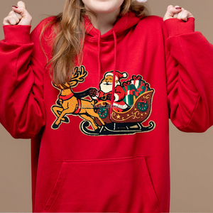Toppa Natalizia in Ciniglia all'Ingrosso, Babbo Natale e Renna Ricamate, Grande Distintivo Personalizzato, Applicazione Termoadesiva per Giacca - Product Image 4